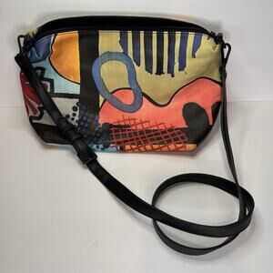 Women's Desidual Crossbody purse with long adjustable strap, multi colored